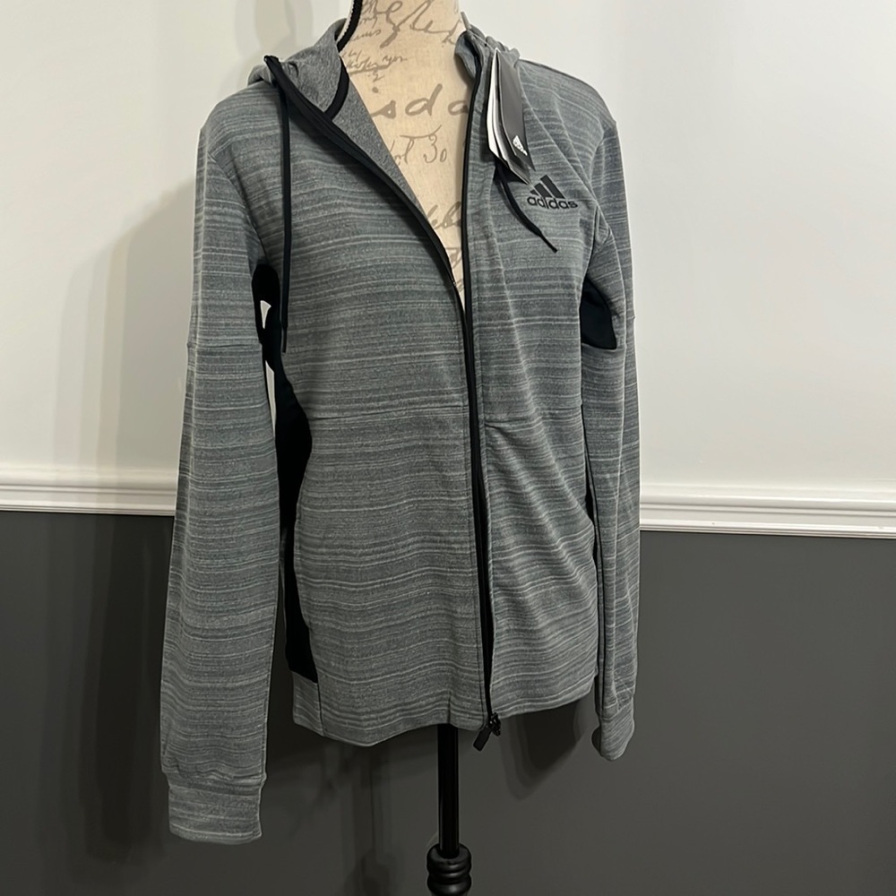 Adidas Zip Up Hoody Gray Small Unisex New with Tags